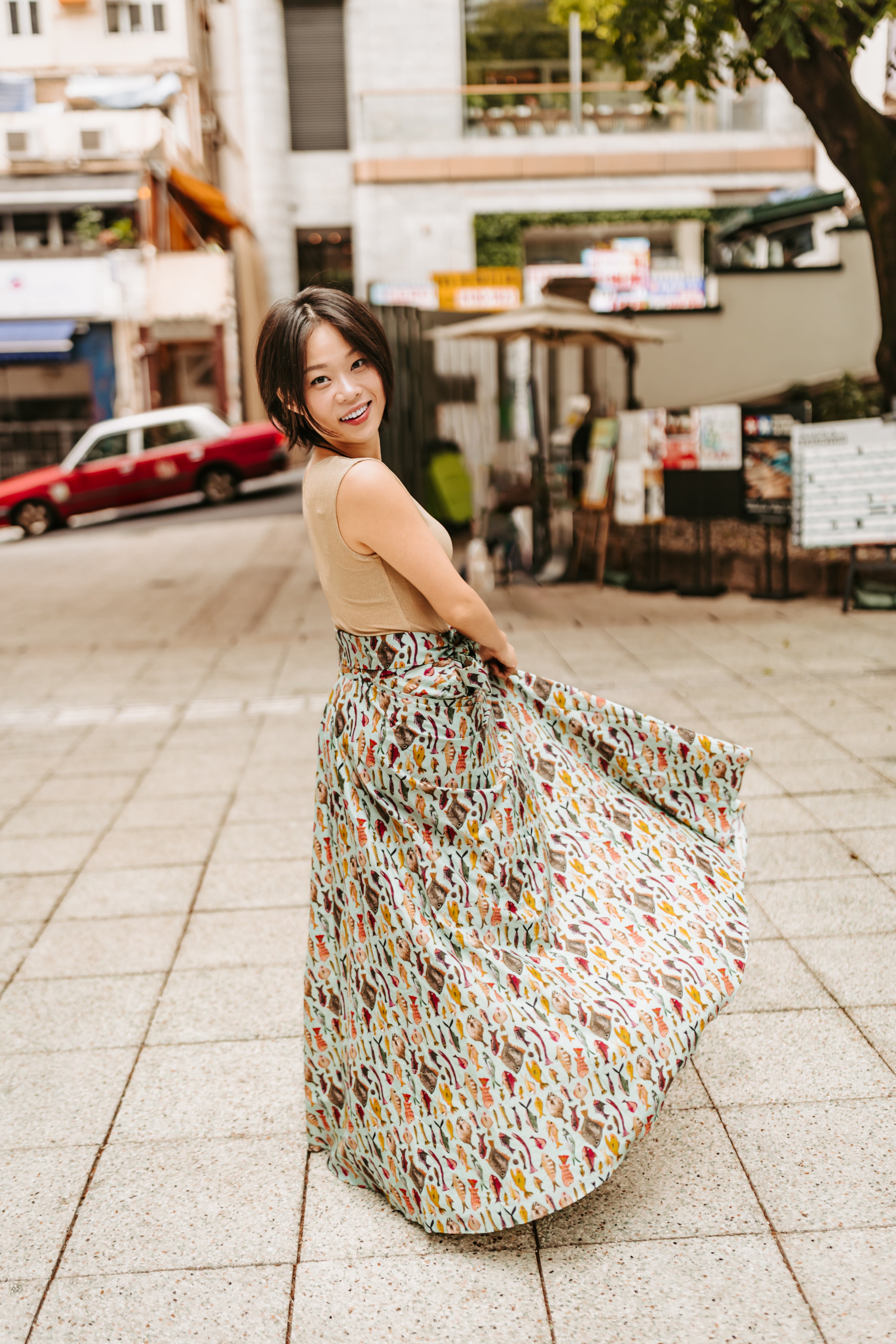 CAPRI SKIRT FISH PRINT